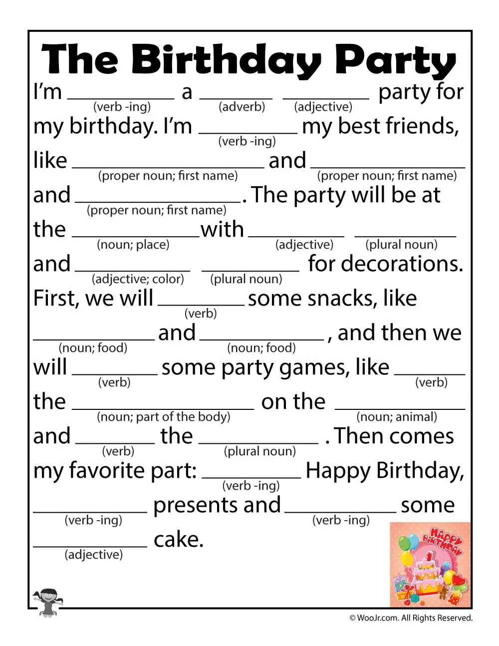 Birthday Mad Libs Printable Printable Word Searches Printable Mad Libs