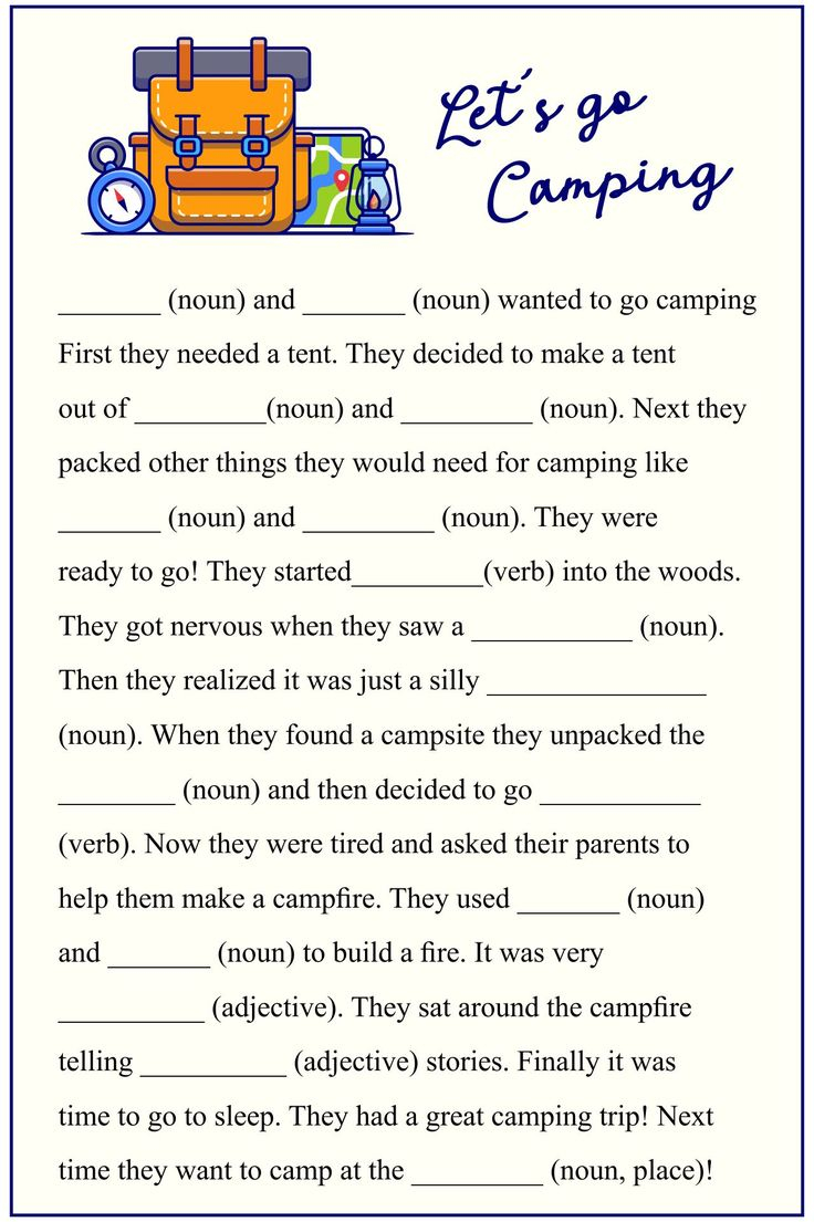 10 Best Camping Mad Libs Printable Printable Mad Libs Kids Mad Libs 