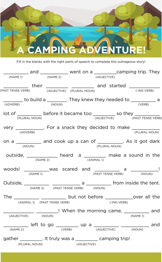 10 Best Camping Mad Libs Printable Printable Mad Libs Mad Libs 