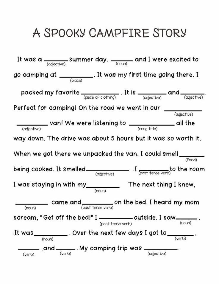 A Spooky Story Campfire Mad Libs Printable Printable Mad Libs 