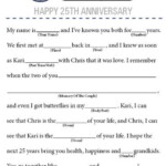 Anniversary Mad Libs Anniversary Party Games 50th Wedding