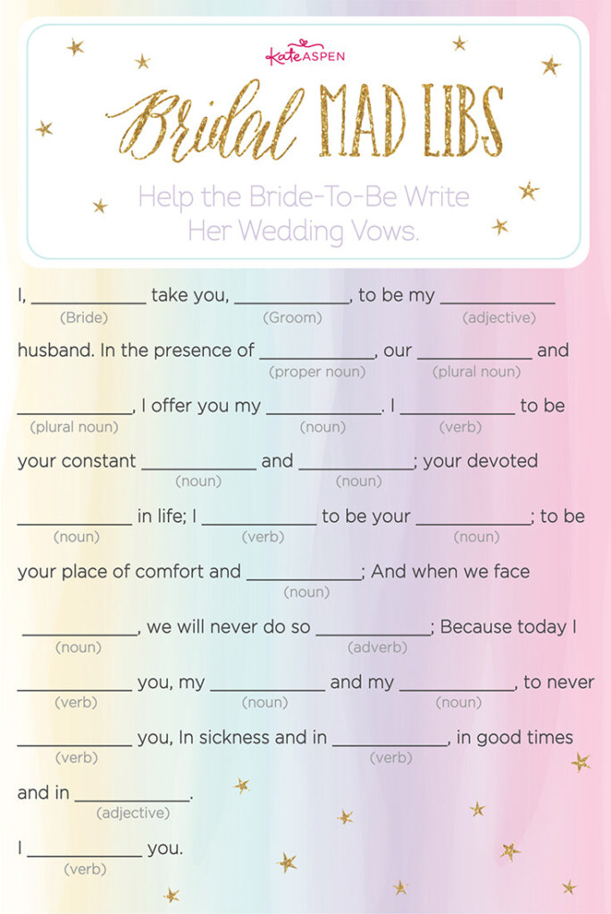 Bridal Shower Mad Libs Party Games Party Favors Games Aloli ru