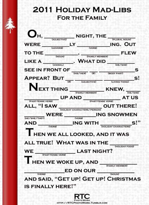 Christmas Carol Mad Libs Printable Mox Botanica