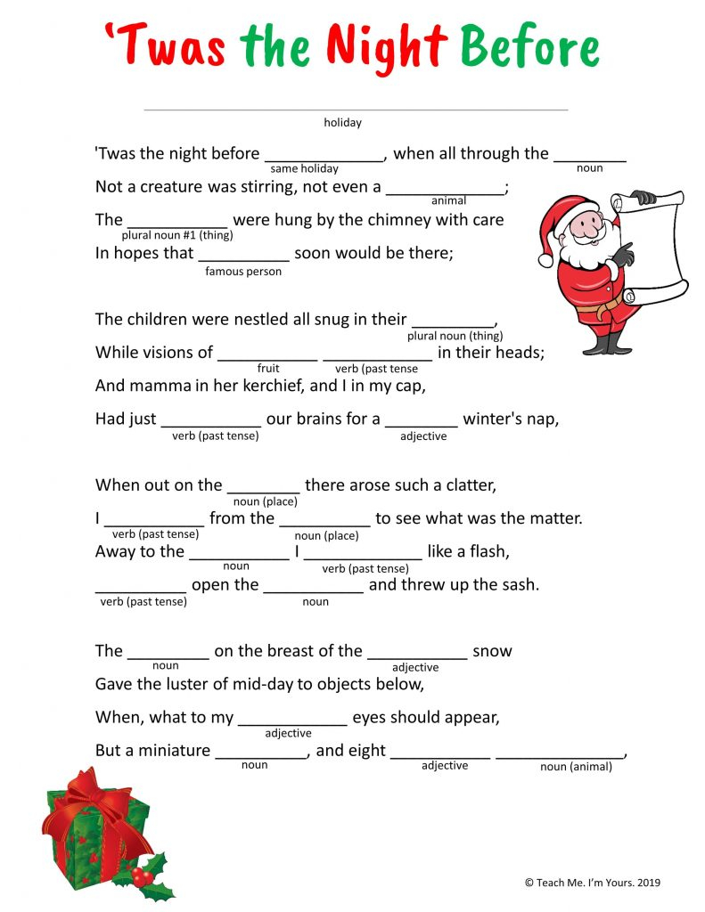 Christmas Mad Libs Free Printable