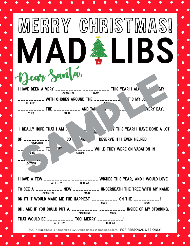 Christmas Mad Libs Printable Savvy Nana