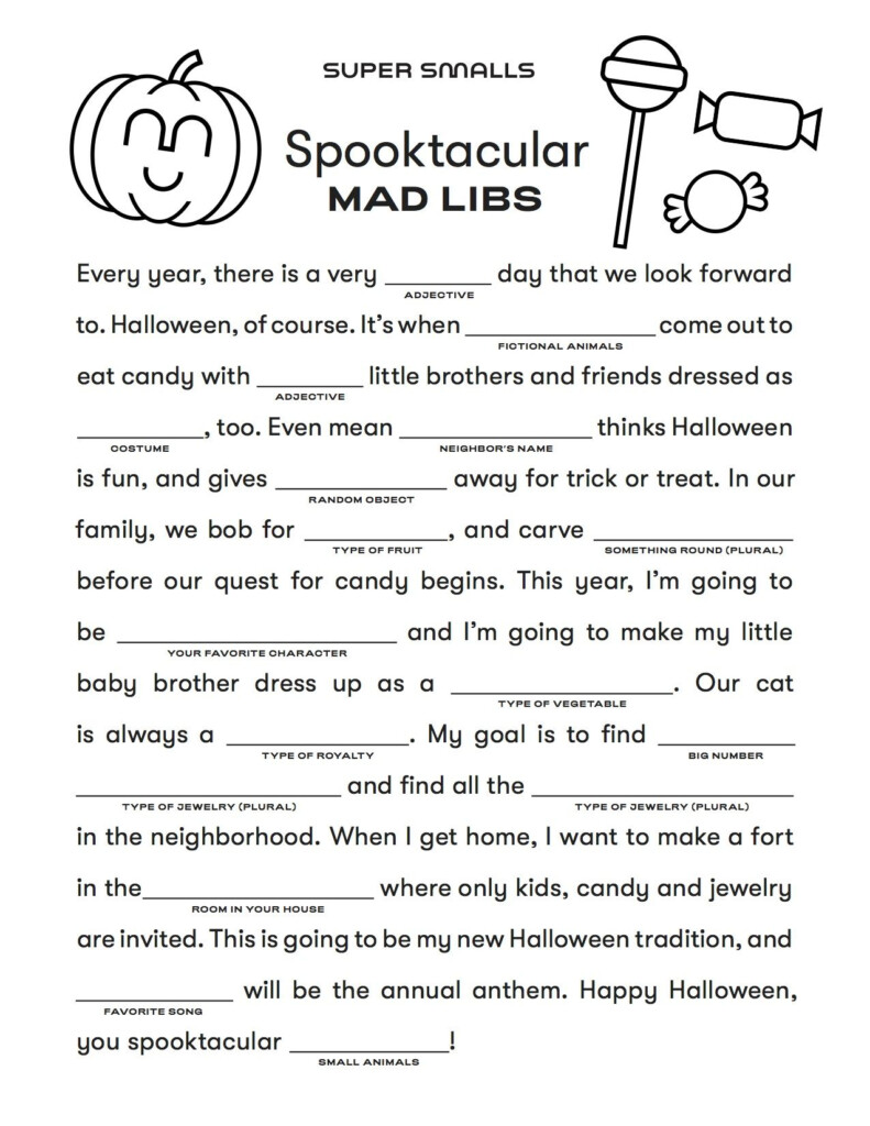 Halloween Mad Libs For Kids Super Smalls Halloween Classroom 