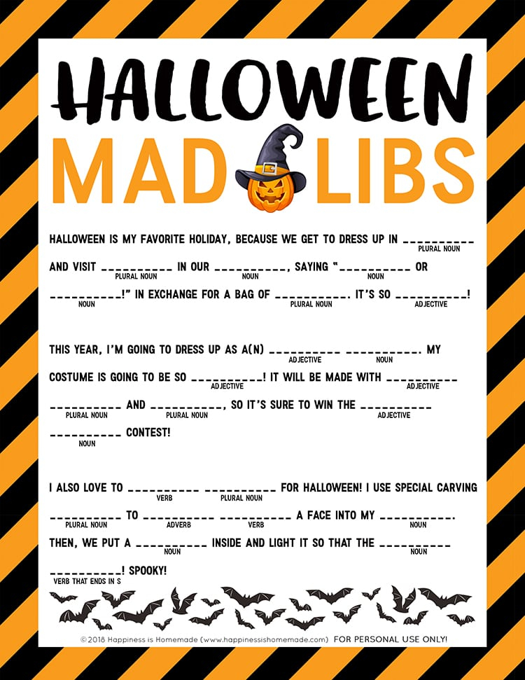 Halloween Mad Libs Nyomtathat New Place