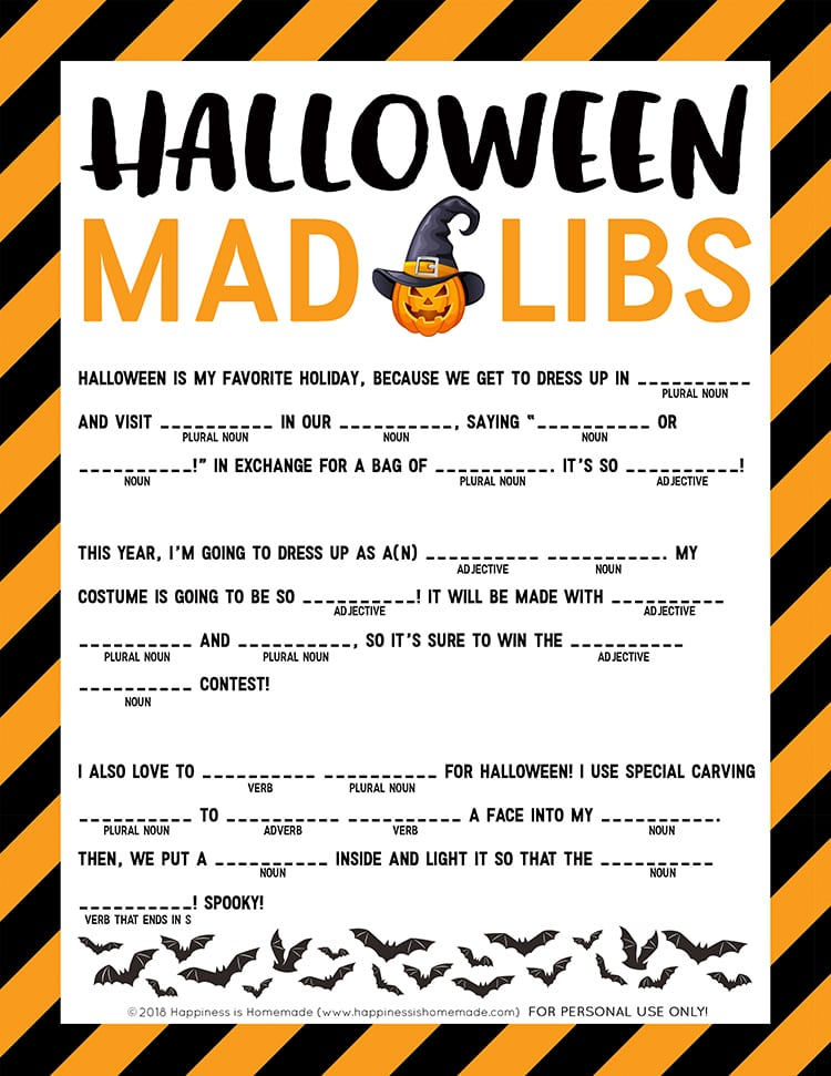 Halloween Mad Libs Printable