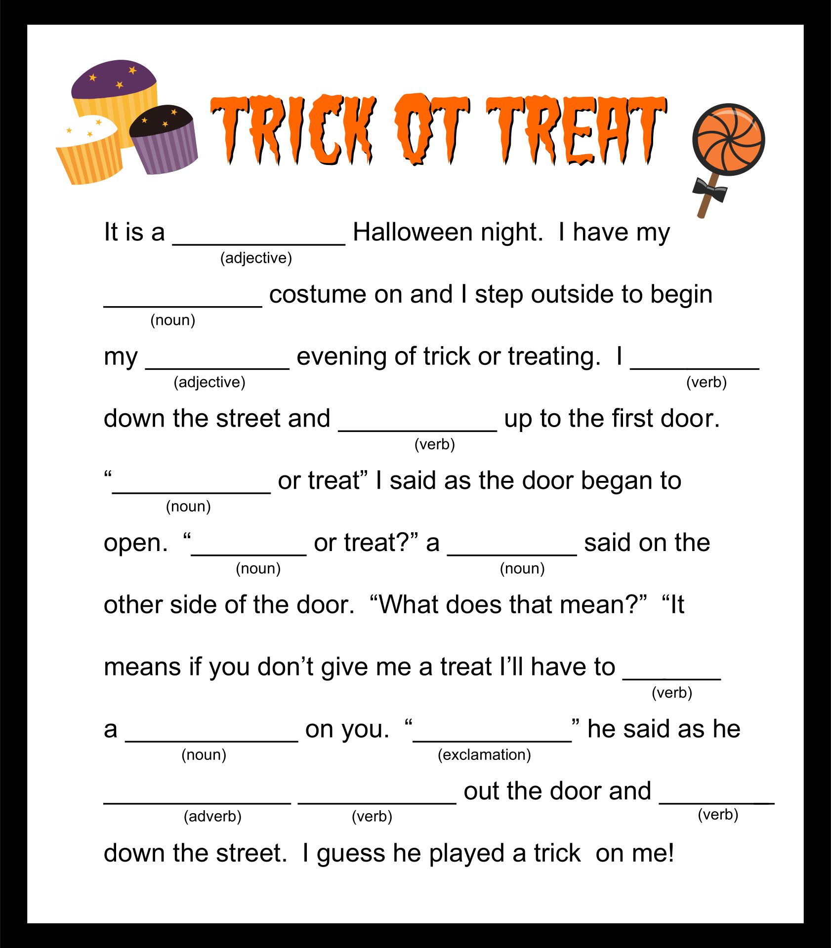 Halloween Mad Libs Printable Printable Word Searches