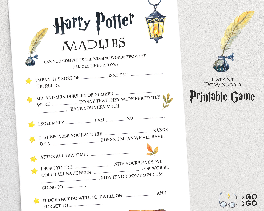 Harry Potter Game Mad Libs Quotes Wizarding World HP Game Etsy