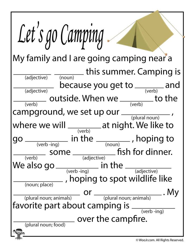 Let s Go Camping Ad Lib For Kids Woo Jr Kids Activities Children 