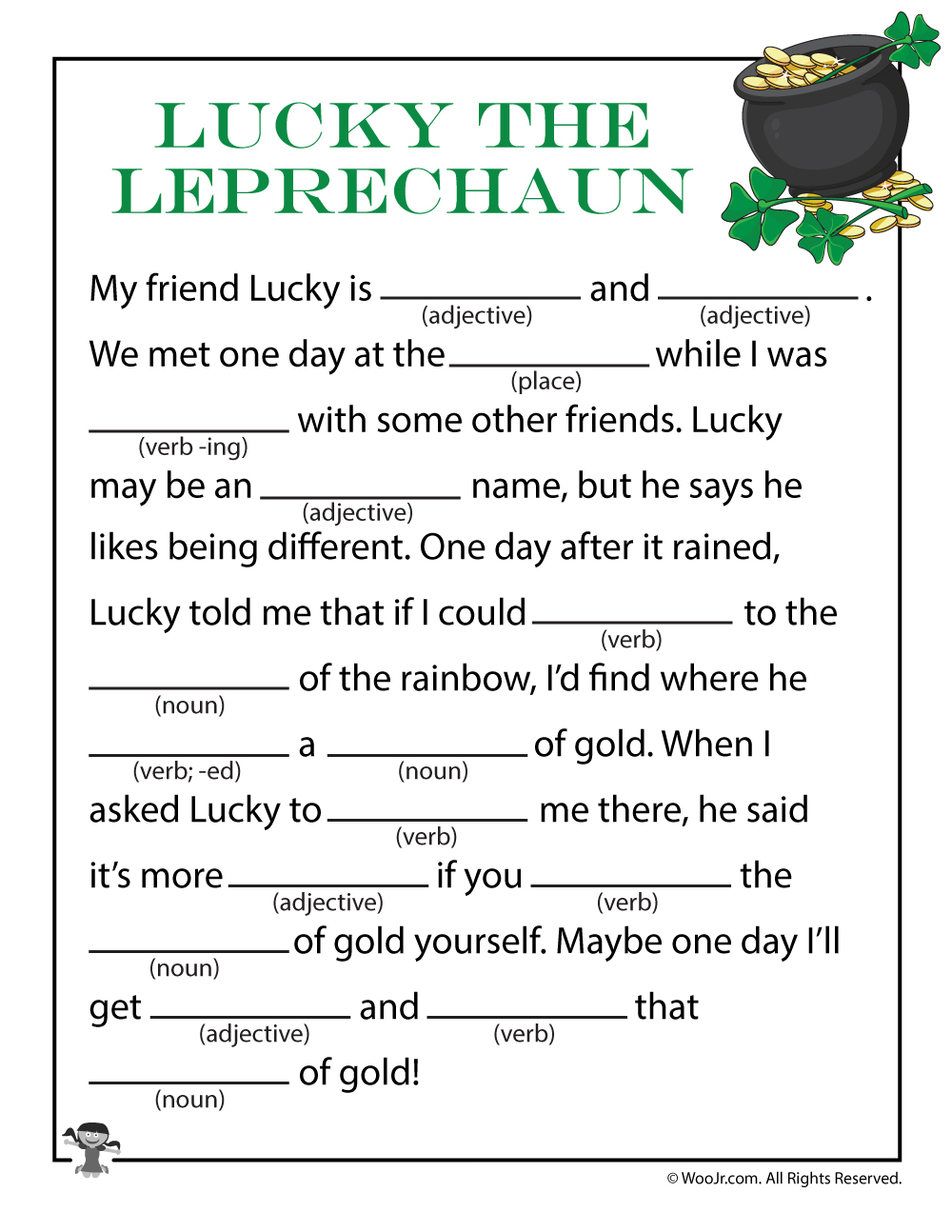 Lucky The Leprechaun Madlibs Woo Jr Kids Activities