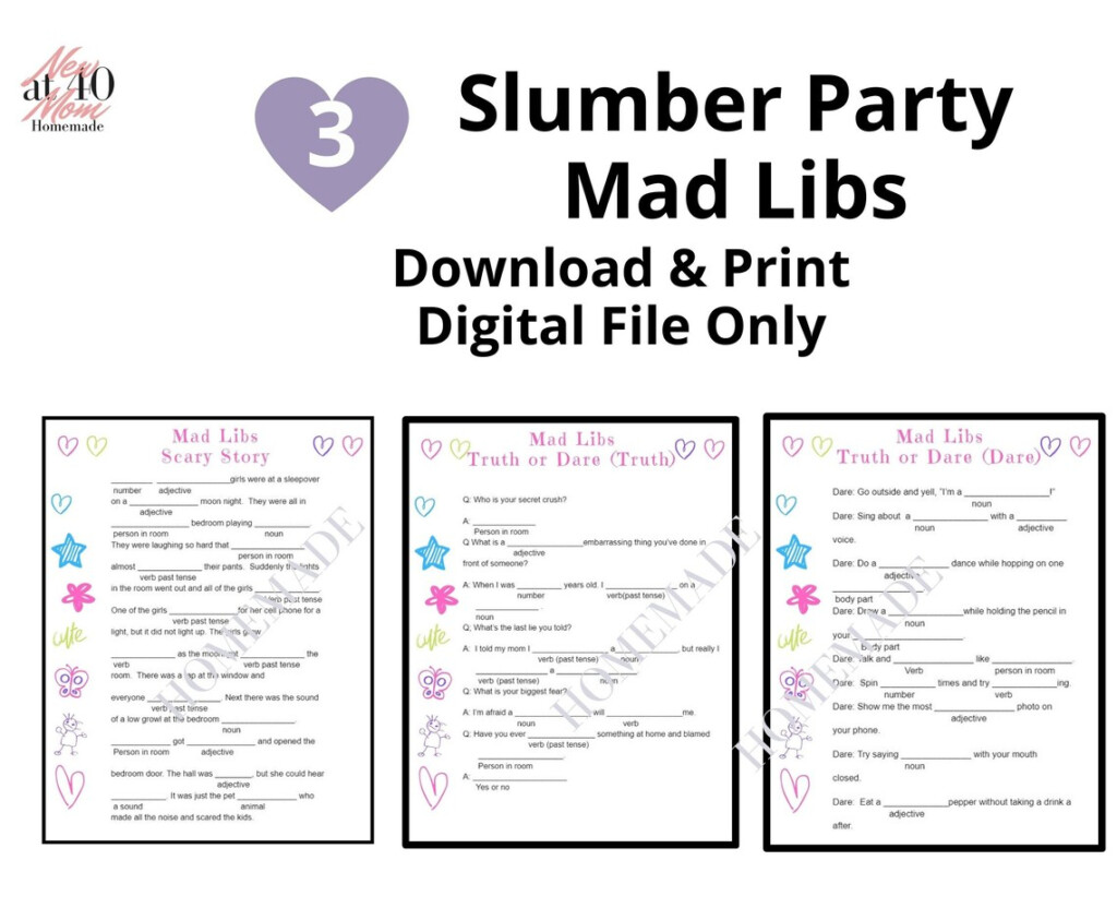 Mad Libs For Kids Printable Sleepover Game Party Game Kids Etsy de