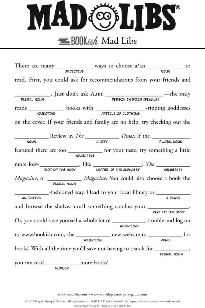 Mad Libs Printable Free