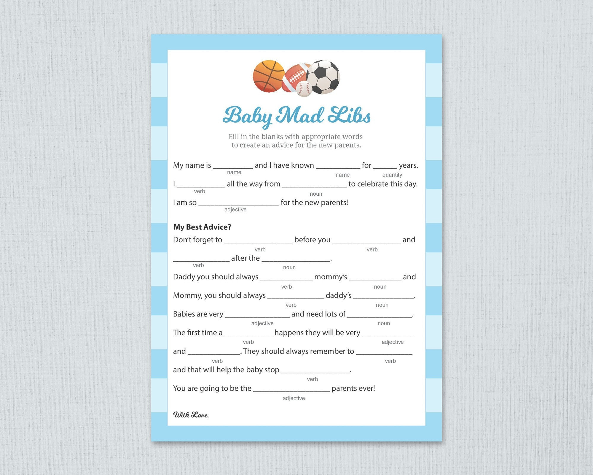 Mad Libs Printables 16 Fun Baby Shower Mad Libs Kitty Baby Love