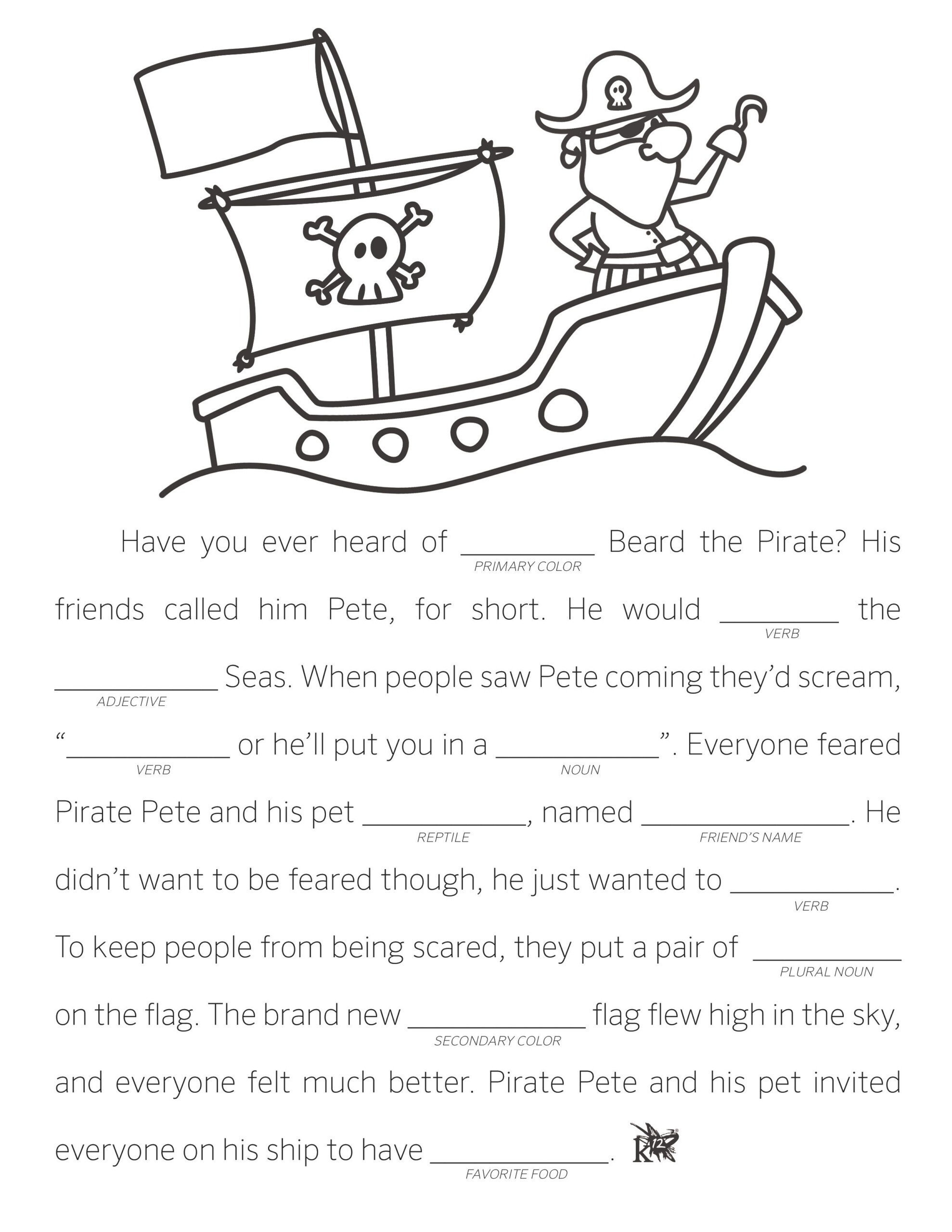 Make Your Own Fill In The Blank Stories Learning Liftoff Pirate 