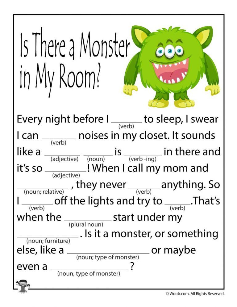 Monster In My Room Ad Libs Woo Jr Kids Activities Children s