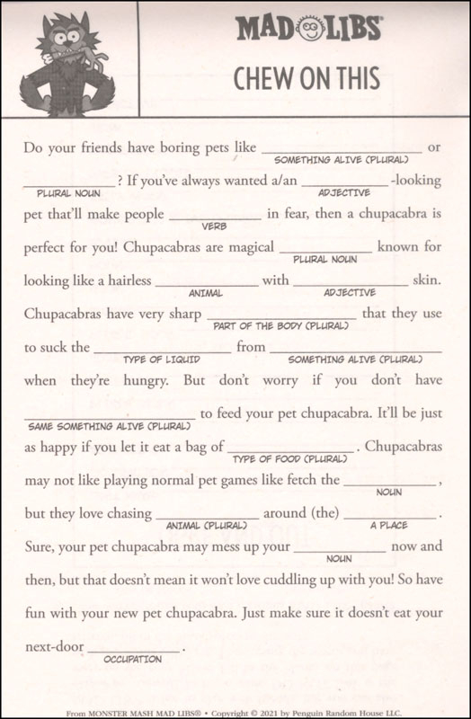 Monster Mash Mad Libs Mad Libs 9780593225844