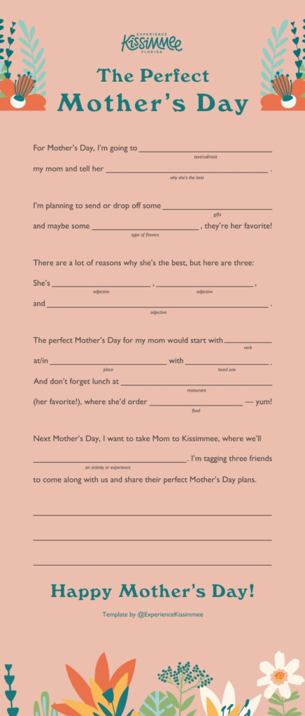 Mother s Day Mad Libs Experience Kissimmee Outdoor Adventure 