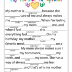 My Mother Is Special Printable Ad Lib Woo Jr Kids Activities