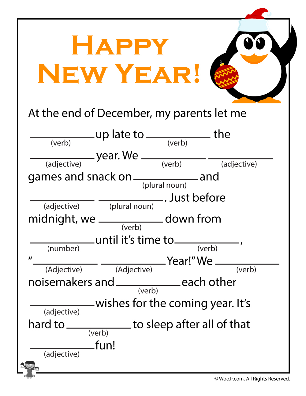 New Years Ad Libs Printable Games Woo Jr Kids Activities Children 