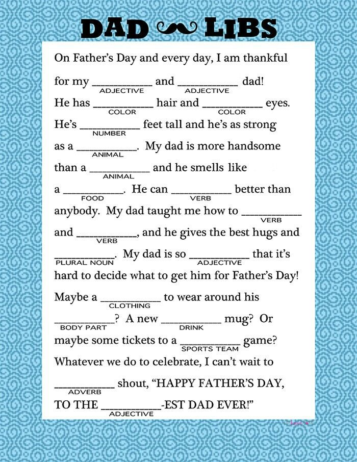 Pin By April Dikty Ordoyne On Mad Libs Father s Day Printable 