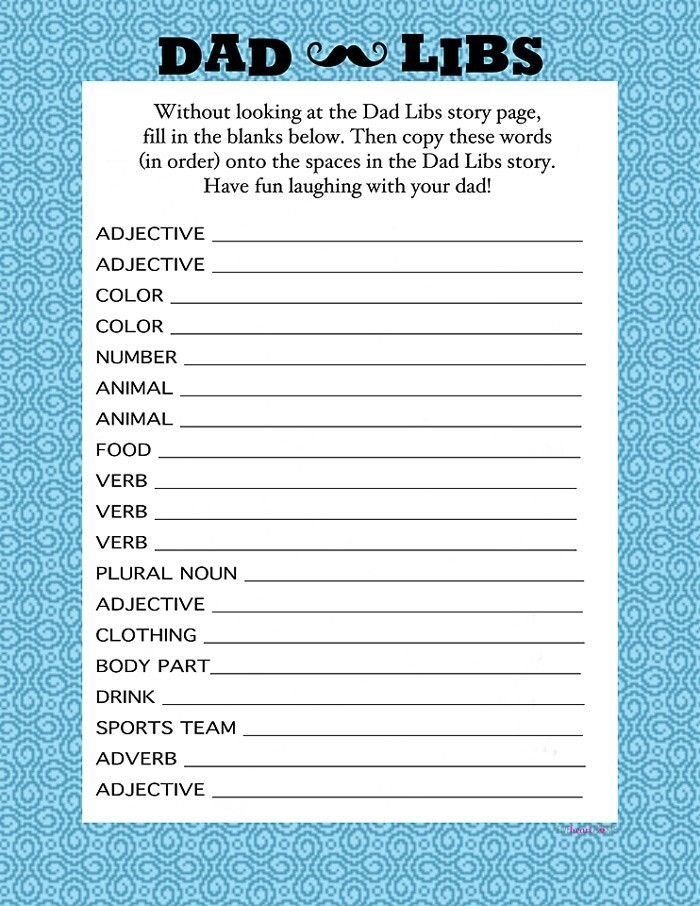 Pin By Jessica Perkins On Mad Libs Father s Day Printable Father s 