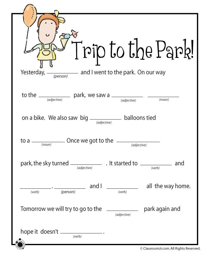 Spring Mad Libs A Trip To The Park Woo Jr Kids Activities Kids