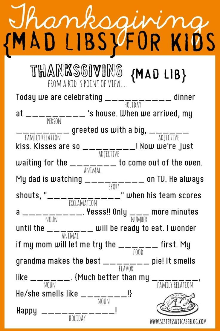 Thanksgiving Mad Libs Printable Thanksgiving Mad Lib Free