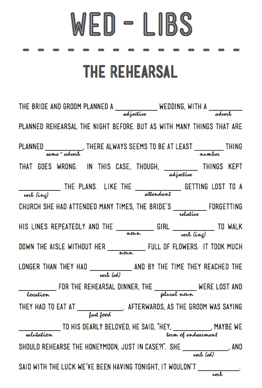 The Rehearsal Free Printable Wedding Mad Libs POPSUGAR Smart Living