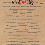 Wedding Mad Libs Wedding Vow Mad Libs Wedding Libs Mad Libs