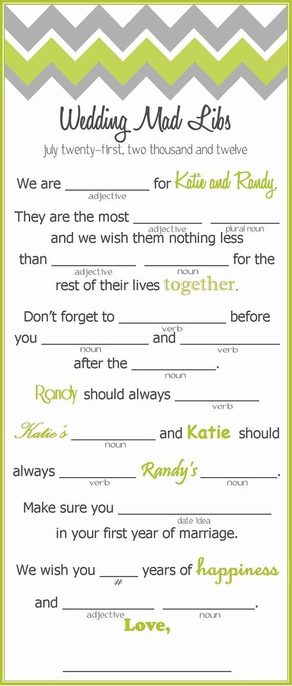 Wedding Shower Mad Lib Template Luxury Chevron Wedding Inspiration 