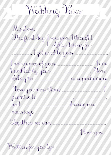 Wedding Vow Mad Libs Free Printable Perfect For Wedding Showers