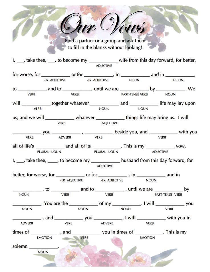 Wedding Vow Mad Libs Free Printable Printable Word Searches
