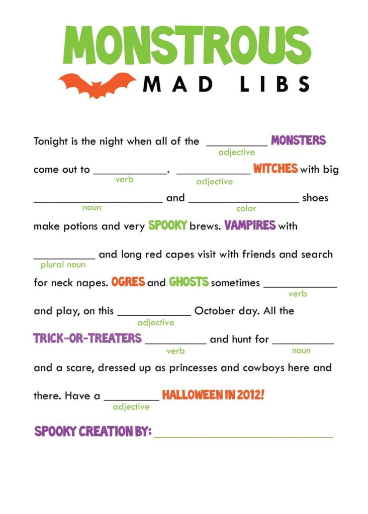 5th Grade Halloween Worksheets Kids Mad Libs Printable Free Google 