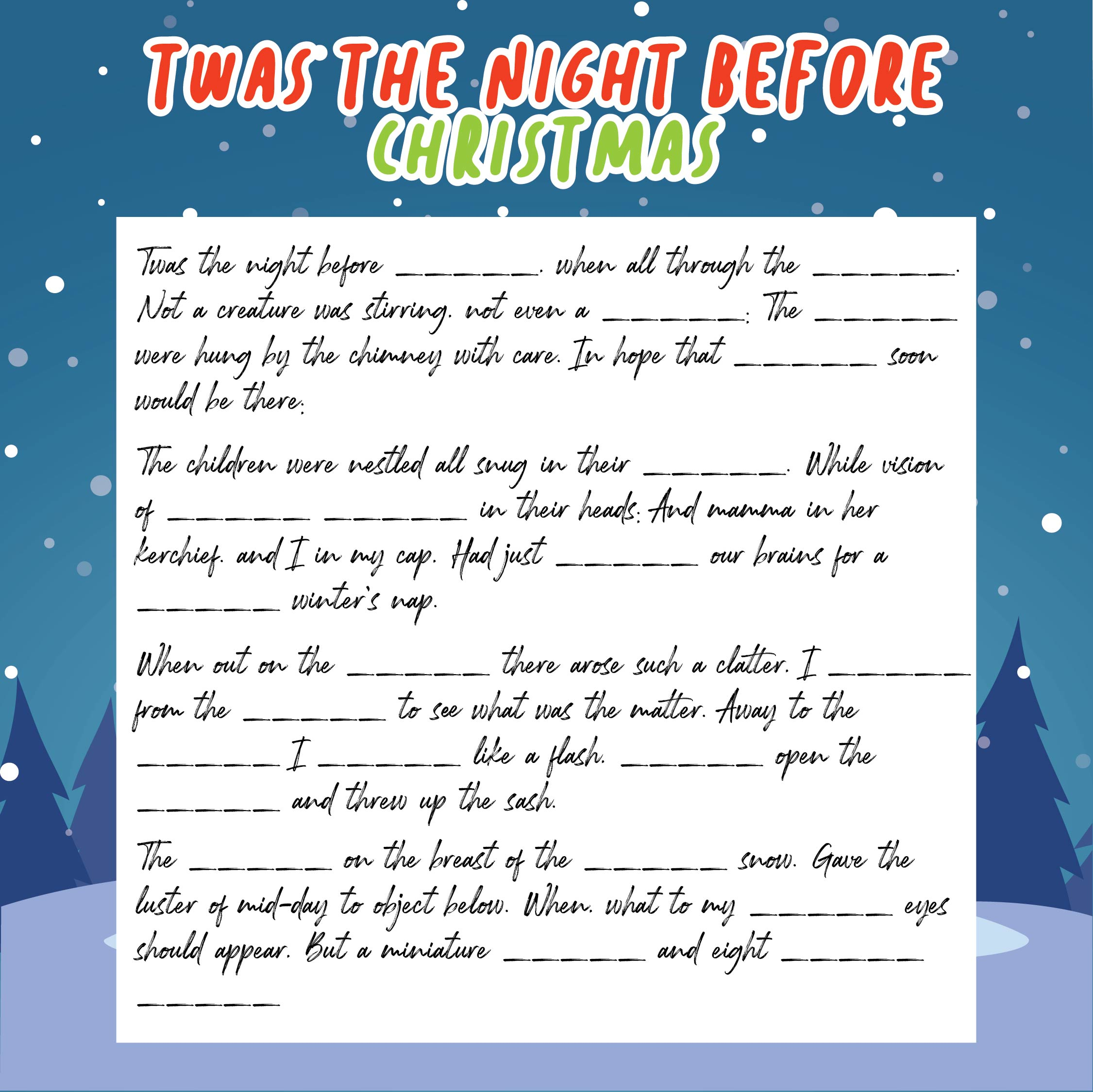 6 Best Night Before Christmas Mad Libs Printable Printablee