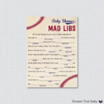 Baseball Baby Shower Mad Libs Printable Baby Shower Advice Cards Mad