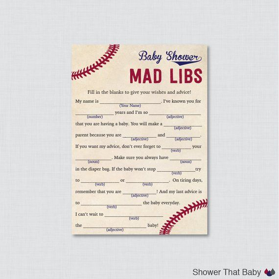 Baseball Baby Shower Mad Libs Printable Baby Shower Advice Cards Mad 