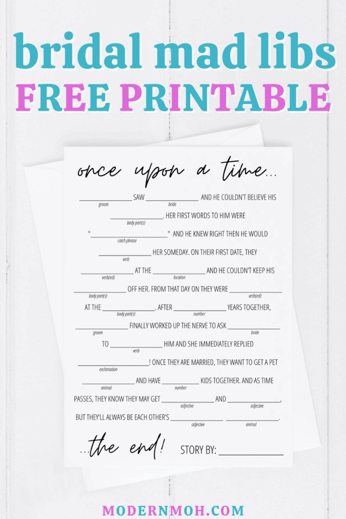 Bridal Shower Mad Libs Printable Free Printable Word Searches
