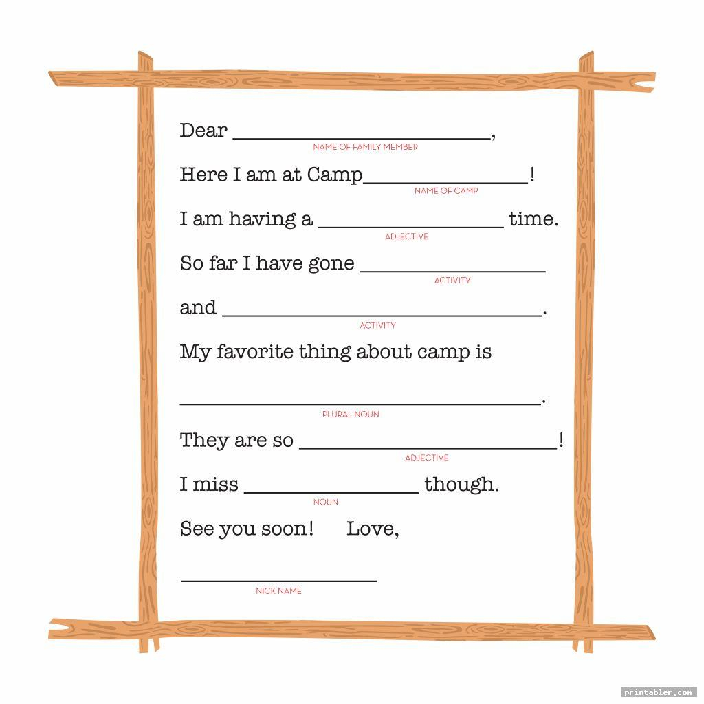 Camping Mad Libs Printable Gridgit