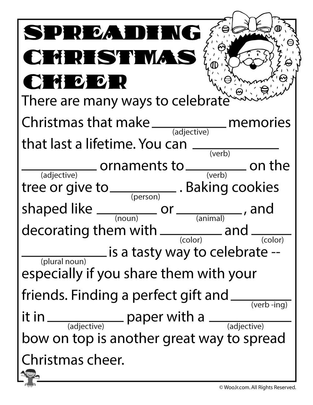 Christmas Ad Libs Fill In Word Game Printables Christmas Mad Libs 