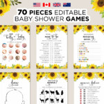 Editable Sunflower Baby Shower Games Printable Summer Etsy In 2022