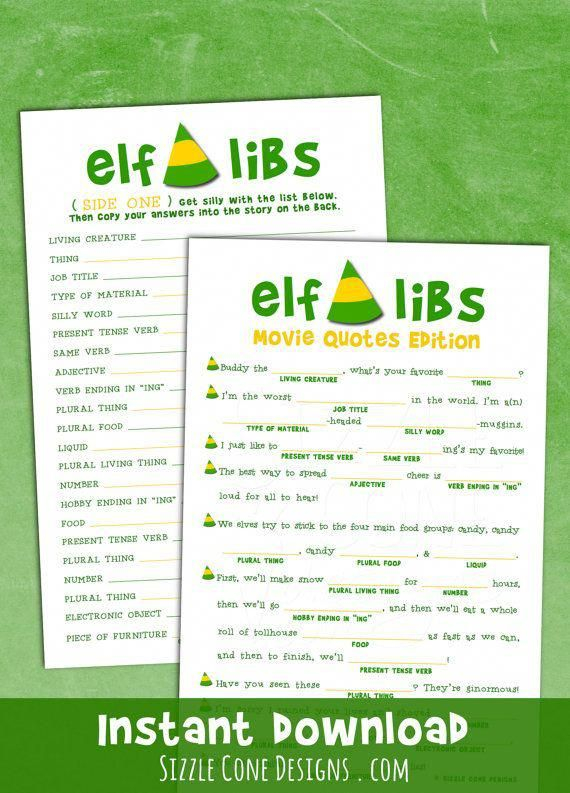 Elf Libs Movie Quotes Madlib Christmas Game For Kids Etsy Holiday 