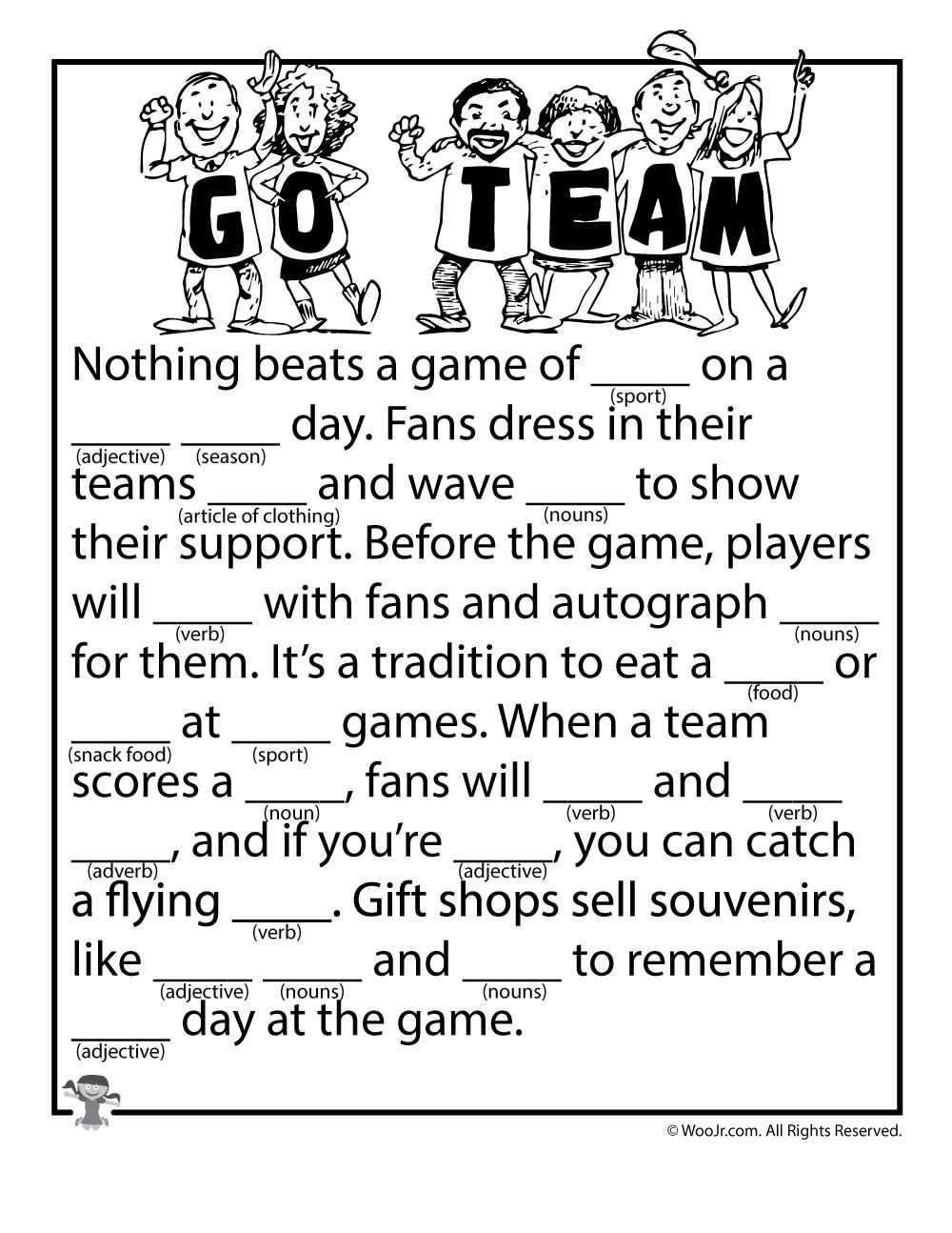 Fall Sports Mad Lib Mad Libs Kids Mad Libs Fall Sports