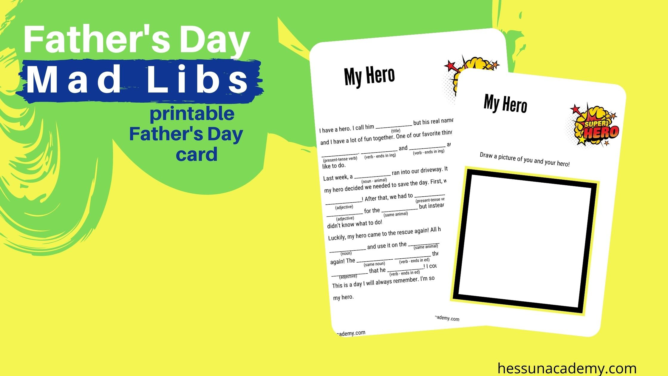 Father s Day Mad Lib Card Hess Un Academy