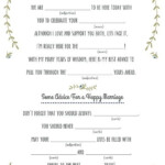 Free Printable Funny Wedding Mad Libs Template Printable Templates
