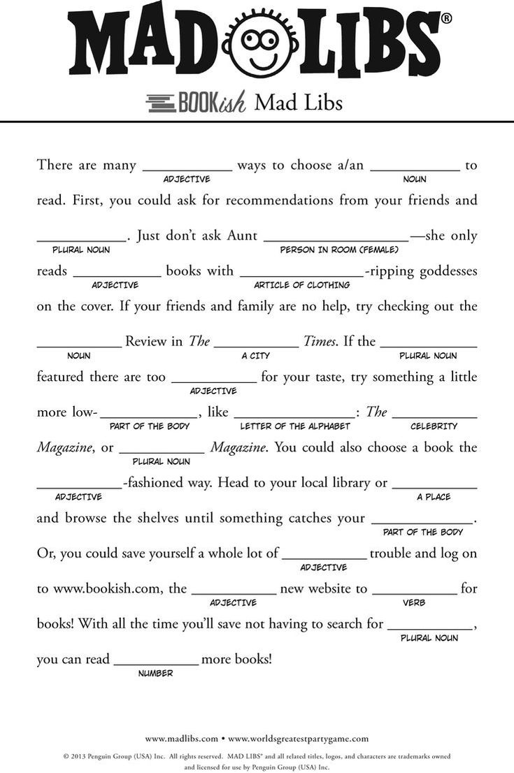 Free Printable Mad Libs For Middle School Students Free Printable A To Z