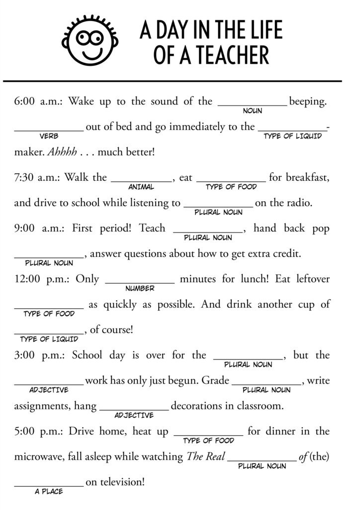 Free Printable Mad Libs Online