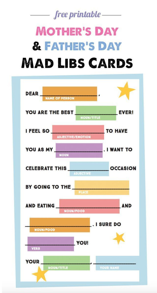 Free Printable Mother s Day and Father s Day Mad Libs Card 