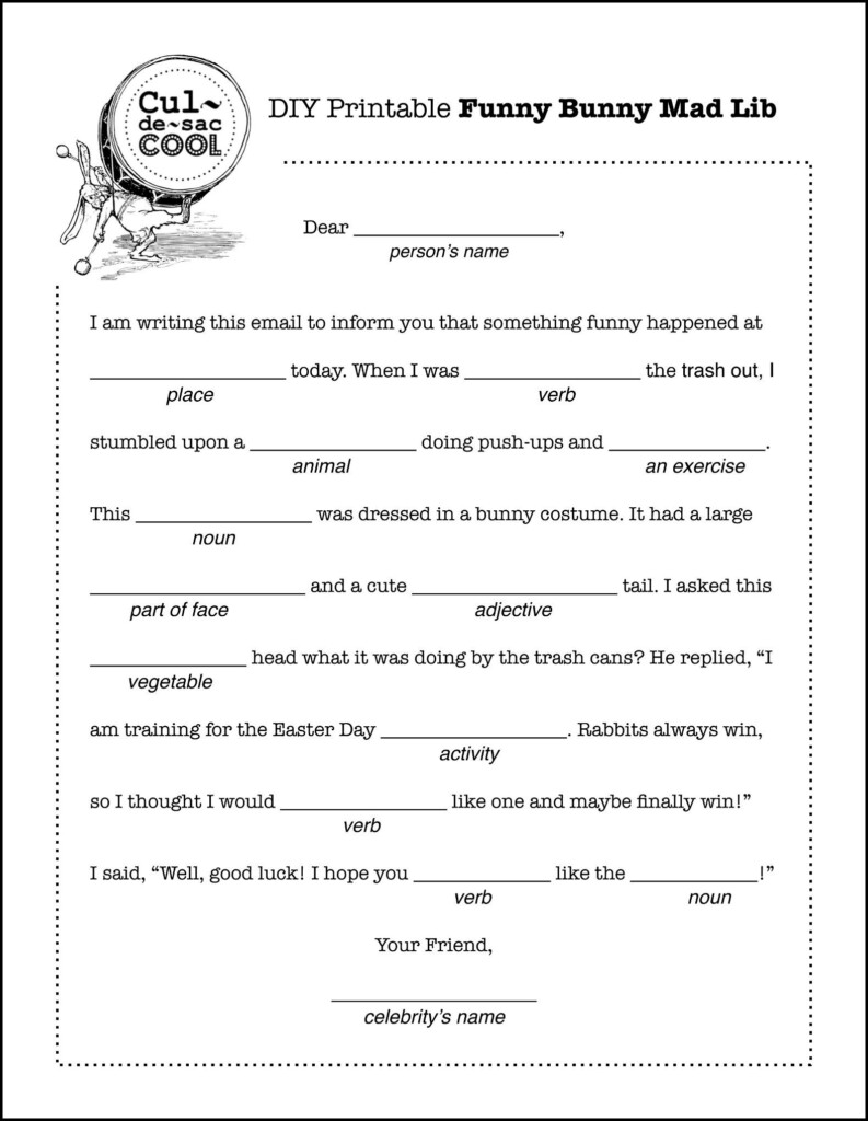 Funny Bunny Mad Lib Easter Easter Party Games Easter Party Funny 